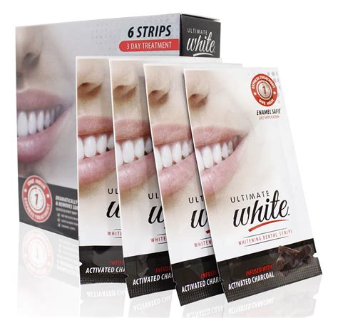 Ultimate White Whitening Dental Strips Infused With Activated Charcoal – Brush Buddies