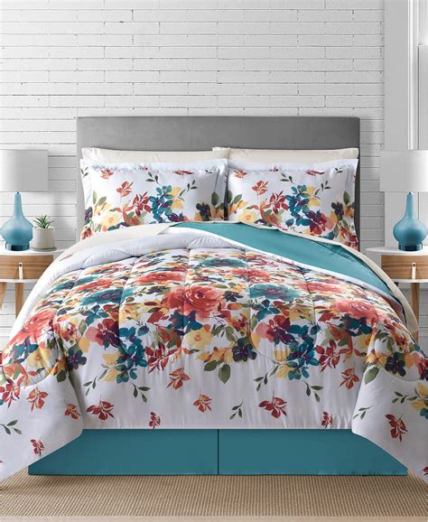 Bright Floral Flowers Girls Turquoise California CAL King Comforter Set (8 Piece Bed In A Bag ...