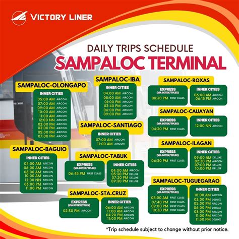 Victory Liner Bus Schedule + Route and Fare