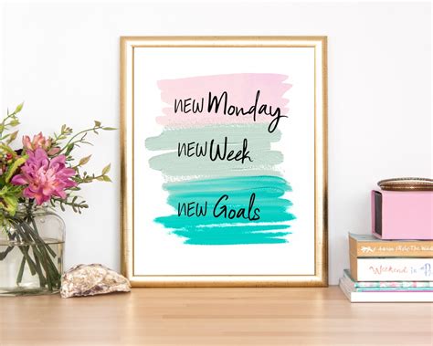 New Monday New Week New Goals Office Printable Wall Art, Inspirational ...