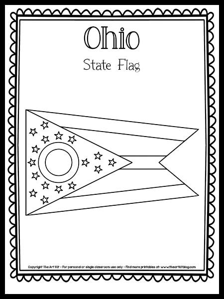 Ohio State Flag Coloring Page {FREE Printable!} - The Art Kit