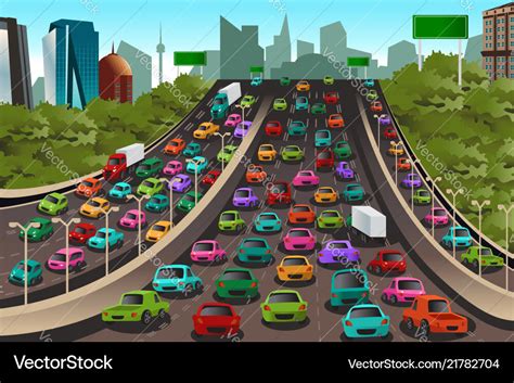 Traffic on a highway Royalty Free Vector Image