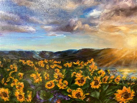 Sunset Sunflowers Oil Painting - Etsy