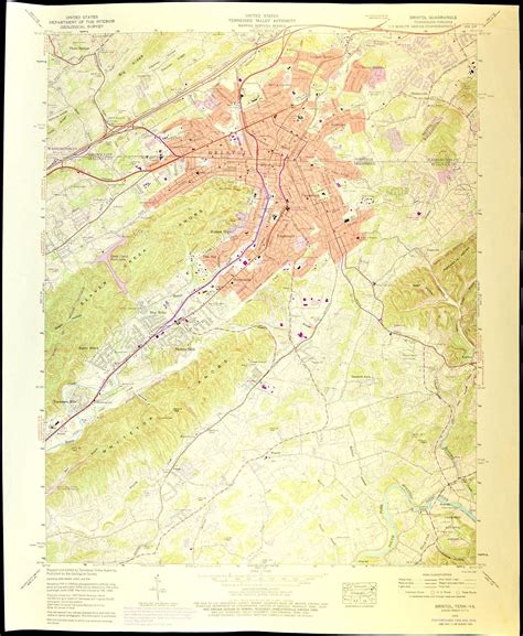 Bristol Map of Bristol Virginia Tennessee Art Print Wall Decor | Etsy ...