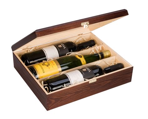 Triple Bottle, Wooden Luxury Gift Box for Wine, Champagne or Whisky (Brown) - The Real Wood Wine ...