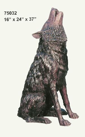 Wolf Sitting Howling - Bronze Statues and Fountains