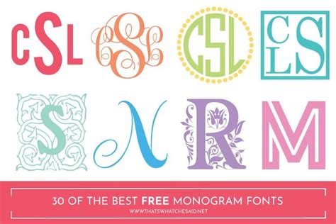 30 of the Best FREE Monogram Fonts! | Free monogram fonts, Cricut monogram, Monogram fonts