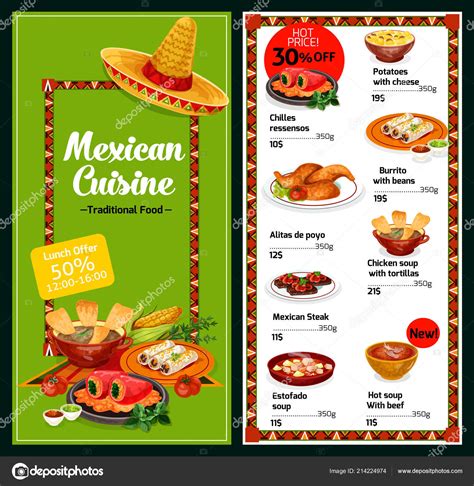 Mexican national restaurant menu dishes Stock Vector Image by ...