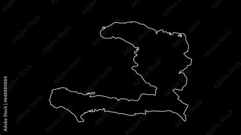 Haiti map animation line. Black line animation letters drawing on a white background. Stock ...