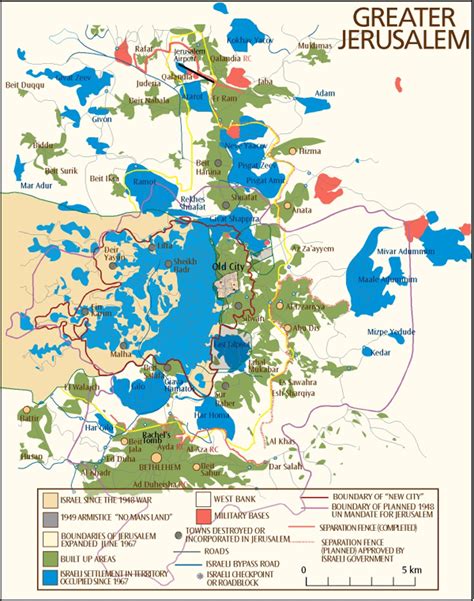 The Middle East - Information - Maps - Greater Jerusalem Map ...