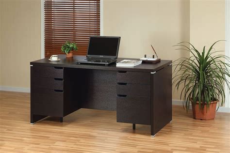 FC Design Double Pedestal Desk with Lockable Accessory Drawers, 2 Hanging File Drawers, and Desk ...