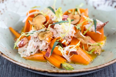 Crab & lobster salad, carrot, tarragon dressing | Luxury Hospitality Magazine