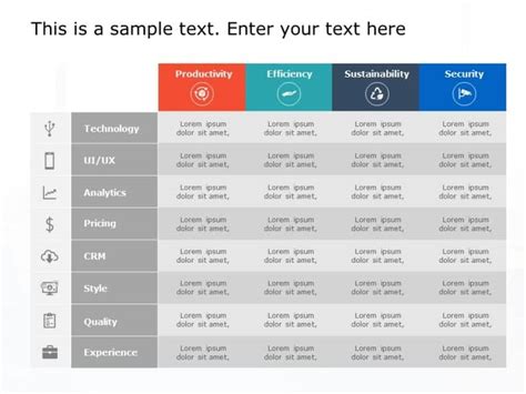 Product Features Table PowerPoint Template