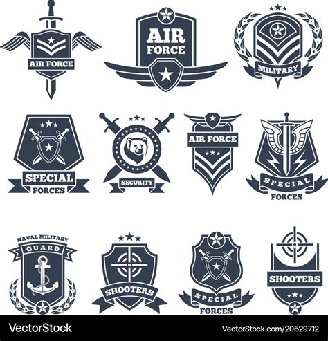 Military logos and badges army symbols isolated Vector Image