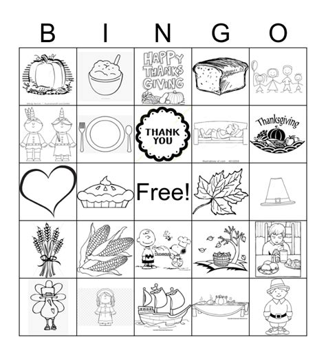 Thanksgiving Bingo Card