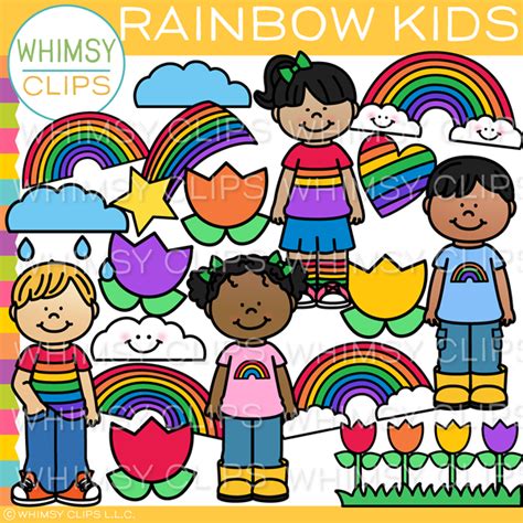 Rainbow Kids Clip Art , Images & Illustrations | Whimsy Clips