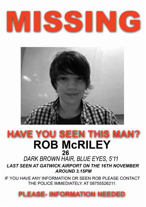 Missing Person Flyer Template Fresh Creating A Missing Poster for Rob ...