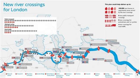 Plans for 13 bridges and tunnels to connect London across the Thames - BBC News