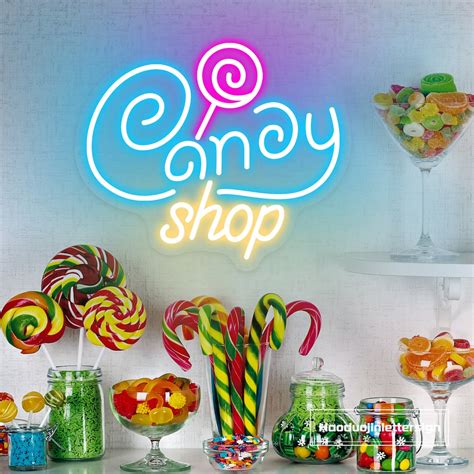 Custom Candy Shop LED Neon Sign Candy Lollipop Food Night Light Home Wall Kitchen Decor Coffee ...