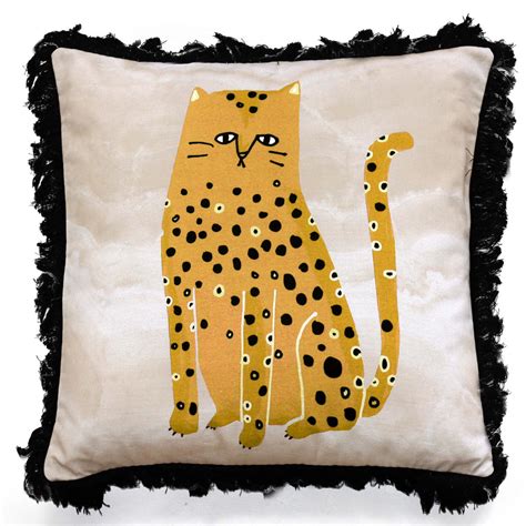 Handmade Sofa Cushion with Cat Motif as Print on Cotton | Kunstbaron