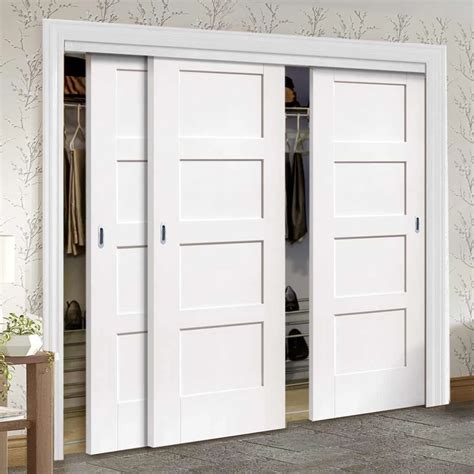 Bespoke Shaker 4 Panel 3 Door Maximal Wardrobe and Frame Kit - White ...