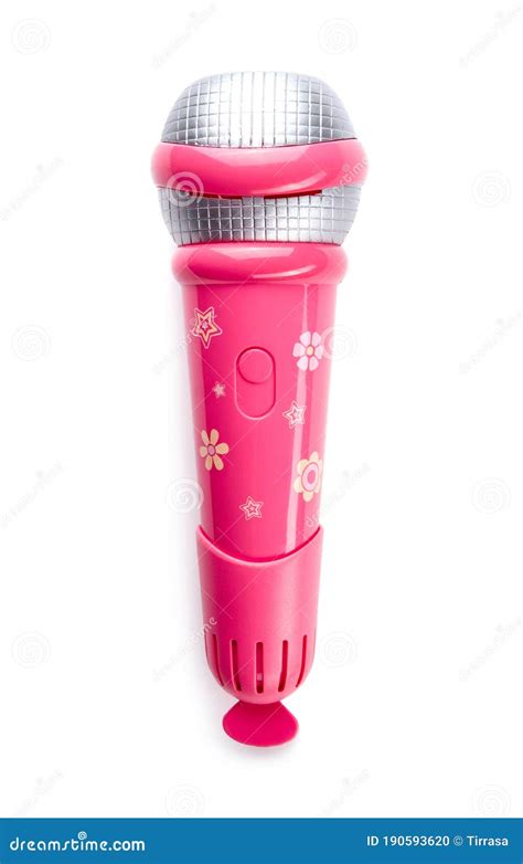 Pink toy microphone stock photo. Image of gift, isolated - 190593620