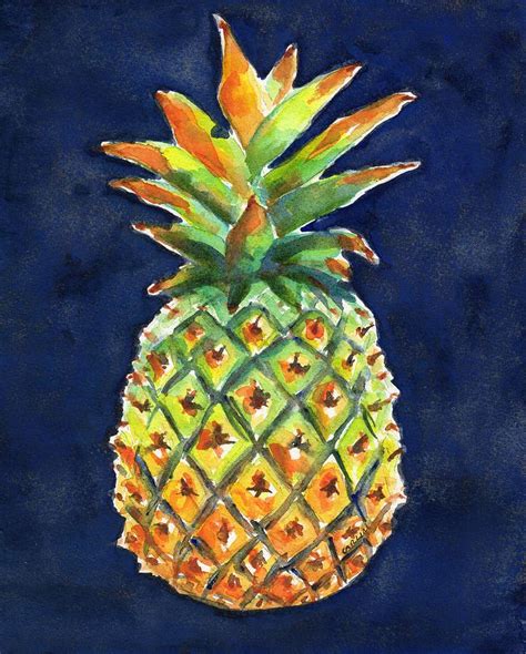 Pineapple Ripe Watercolor Painting by Carlin Blahnik CarlinArtWatercolor