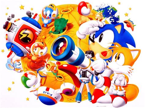 Sonic, Tails, a telescope, and a large view of another planet and the animals on it | Sonic ...