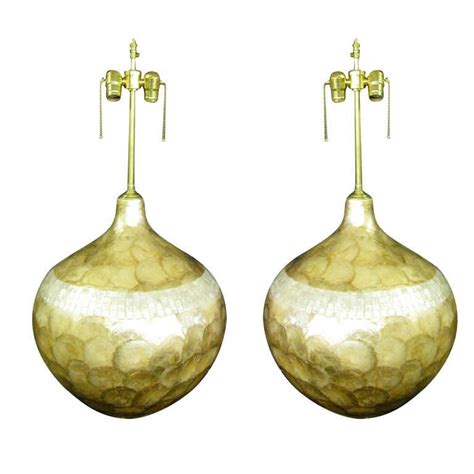 Pair of Glazed Mica over-sized lamps. For Sale at 1stDibs