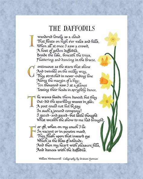 Daffodils Famous poem by William Wordsworth I wandered | Etsy in 2021 | Famous poems, Daffodils ...