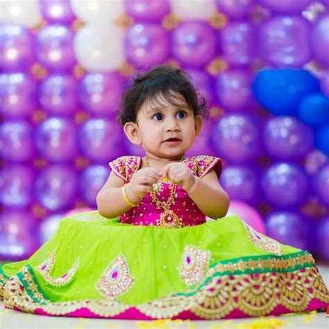 Cute Baby in Green Kundan Lehenga - Indian Dresses