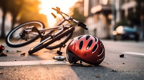 Premium AI Image | A safety helmet bike cycle crash by accident