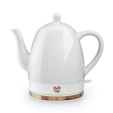 Pinky Up Noelle 1.5 L Ceramic Electric Tea Kettle, Grey, Rose Gold, Gooseneck Spout, Cordless ...