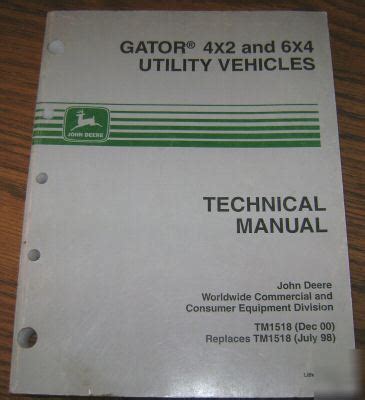 John deere 4X2 & 6X4 gator vehicle technical manual jd