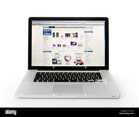 Apple MacBook Pro notebook display, Apple Store iPad, symbolic picture online shopping Stock ...