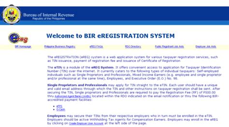 ereg.bir.gov.ph - BIR eRegistration System - Ereg BIR