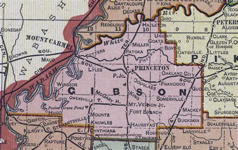 Gibson County, Indiana, 1908 Map, Princeton