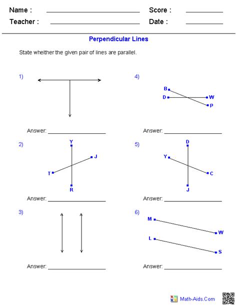 Geometry Worksheets | Lines Worksheets