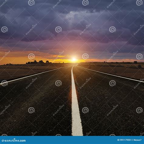 Road to Sunset stock image. Image of rising, perspective - 99117959