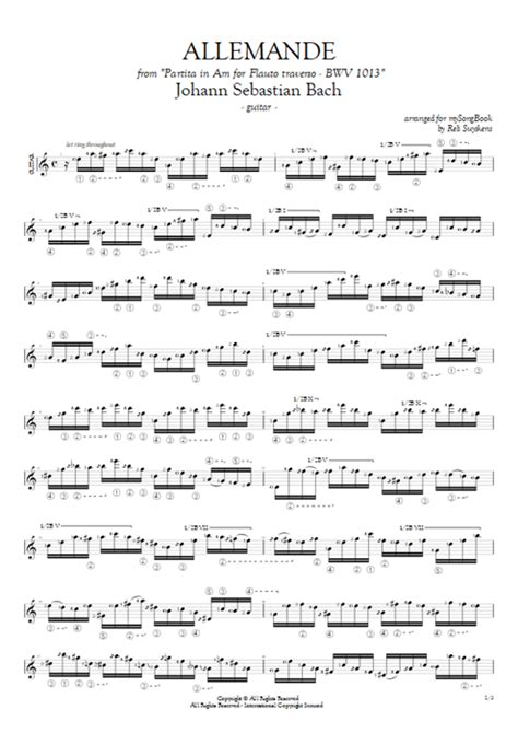 BWV 1013 Allemande Tab by Johann Sebastian Bach (Guitar Pro) - Solo Guitar | mySongBook