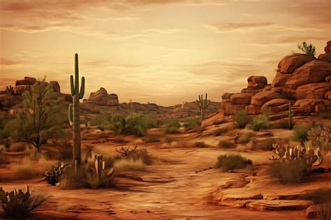 Premium AI Image | Photo of Cactus garden in the desert peaceful landscape