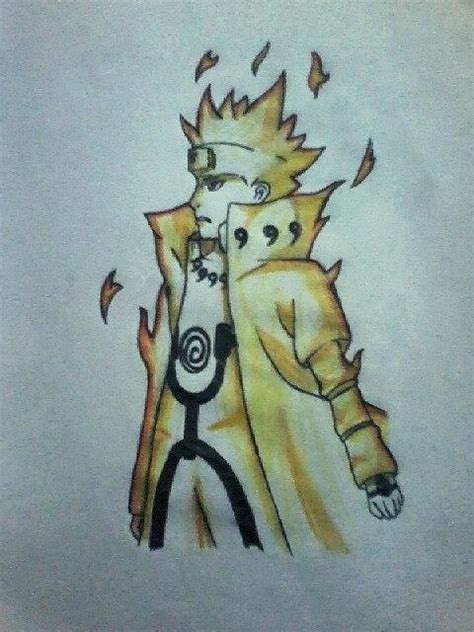 Naruto Kyuubi Mode Drawing by Hiranya Gogoi