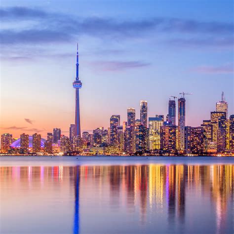 Toronto Skyline with purple light - Toronto, Ontario, Canada - YFC - Fredericton International ...