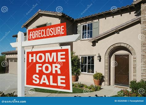 Foreclosure Home For Sale Sign In Front Of House Stock Photo - Image of architecture, structure ...