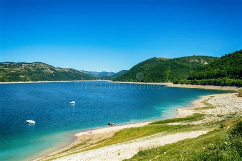 Zlatar Lake in Serbia stock image. Image of blue, boat - 100801223