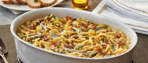 Bacon & Cheddar Green Bean Casserole | Greenbean casserole recipe, Classic green bean casserole ...