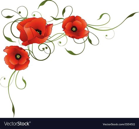 Poppies floral element border Royalty Free Vector Image | Vector flowers, Butterflies vector ...