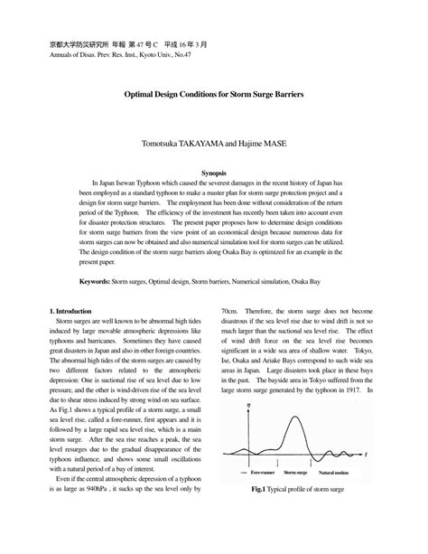 (PDF) Optimal Design Conditions for Storm Surge Barriers