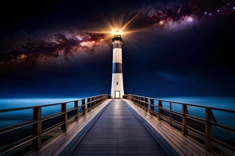 Premium Photo | Lighthouse on a dark night