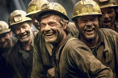 Premium AI Image | Happy of gold mine workers in gold mine Generate Ai